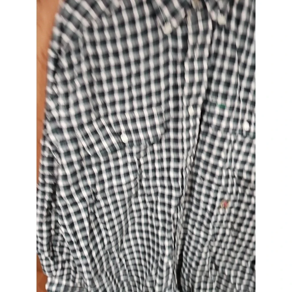 VTG Tommy Hilfiger Shirt Mens Small Button Up Green White Plaid - Picture 6 of 9